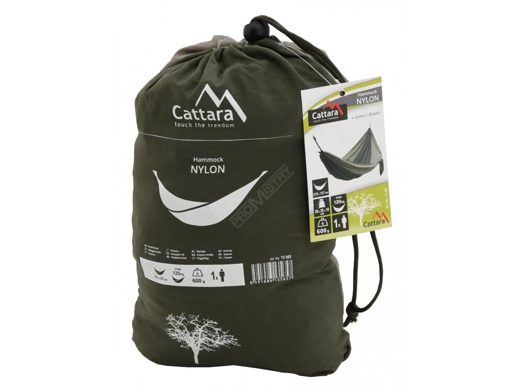 Houpací síť NYLON 275x137cm zeleno-hnědá Cattara 13565