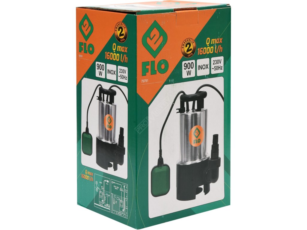 Čerpadlo ponorné nerezové 900 W 16000 l/h 10m FLO Flo TO-79791 + Dárek, servis bez starostí v hodnotě 300Kč
