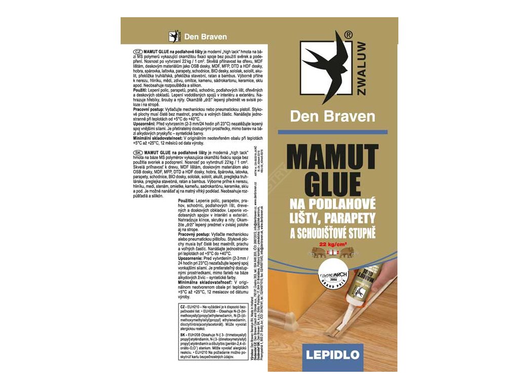 Vysokopevnostní lepidlo MAMUT GLUE 290ml bílá. Na DEN BRAVEN 51909BD