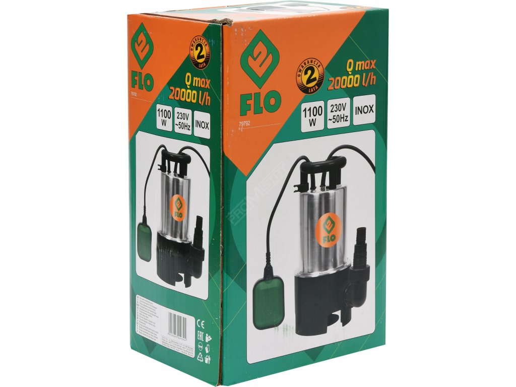 Čerpadlo ponorné nerezové 1100 W 20000 l/h 10m Flo TO-79792 + Dárek, servis bez starostí v hodnotě 300Kč