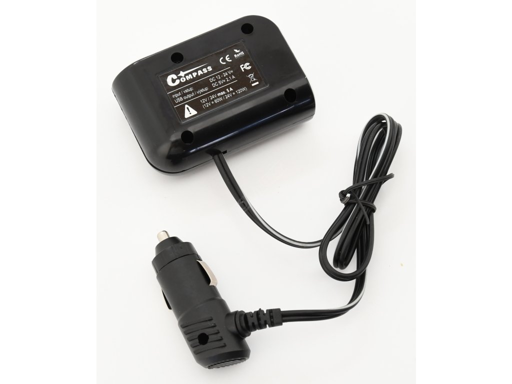 Rozdvojka 12/24V + 2x USB 2100mA Compass 07422