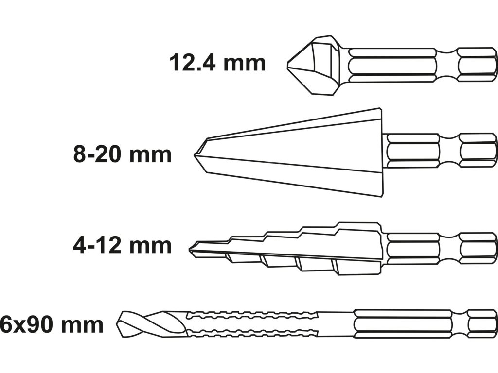 Sada 4ks univerzálních fréz 1/4" Yato YT-44705