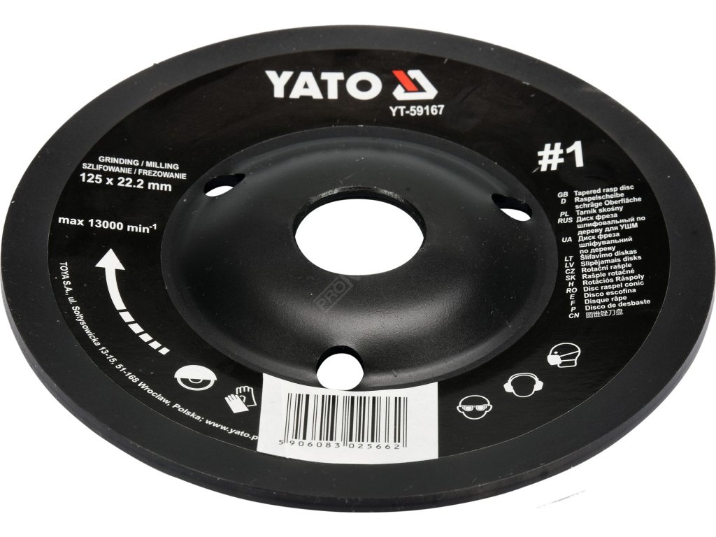 Rotační rašple úhlová hrubá 125 mm typ 1 Yato YT-59167