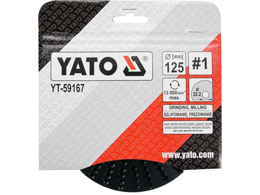 Rotační rašple úhlová hrubá 125 mm typ 1 Yato YT-59167