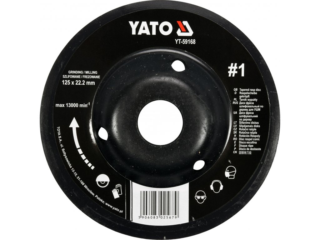 Rotační rašple úhlová jemná 125 mm typ 1 Yato YT-59168