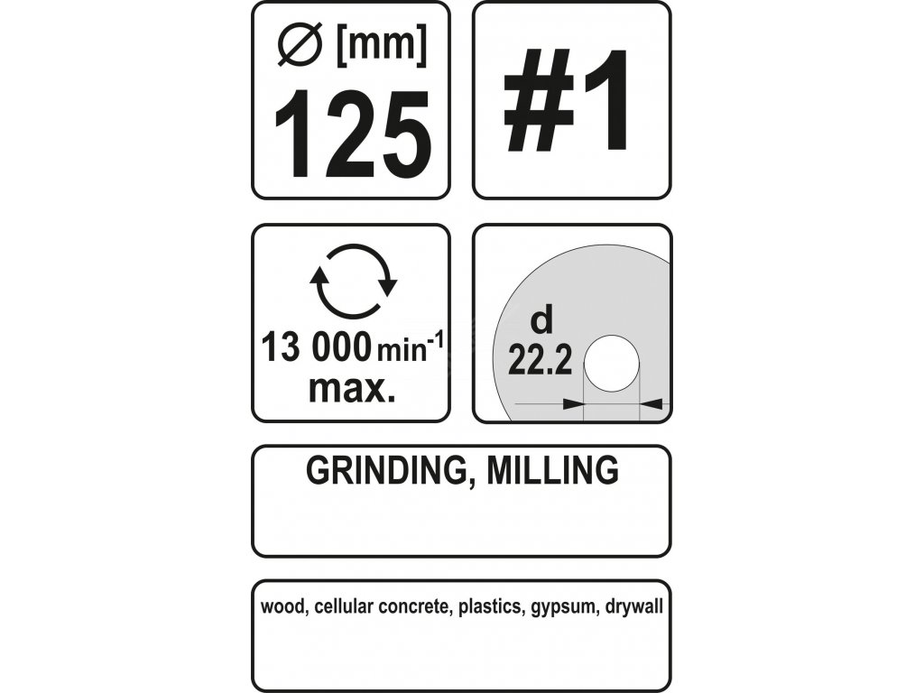 Rotační rašple úhlová jemná 125 mm typ 1 Yato YT-59168