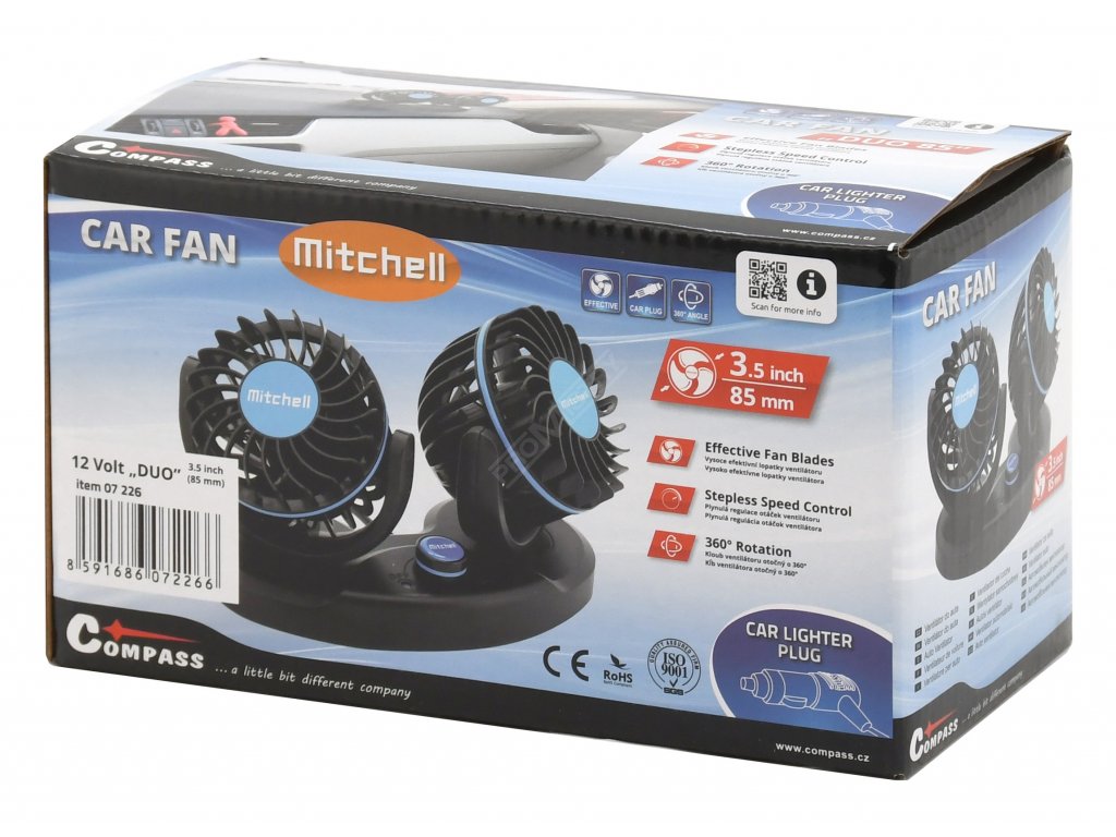 Ventilátor MITCHELL DUO 2x85mm 12V na palubní desku Compass 07226