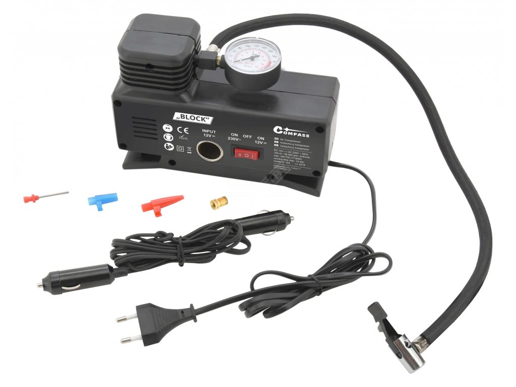Kompresor nejen do auta na 12/230V BLOCK TÜV/GS Compass 07194 + Dárek, servis bez starostí v hodnotě 300Kč