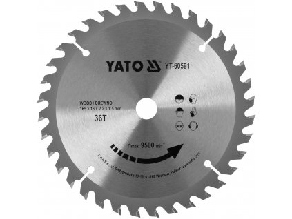 Kotouč na dřevo TCT 165 x 16 mm 36z (pro YT-82810) Yato YT-60591
