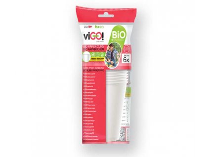 ViGO! BIO kelímek papírový bílý 250 ml,, laminace PLA,, 6 ks v QUICKPACK 7334105