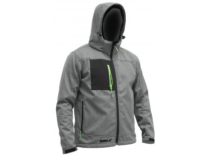 Softshellová bundass s kapucí, velik:XL, 96%polyester+4%elast.