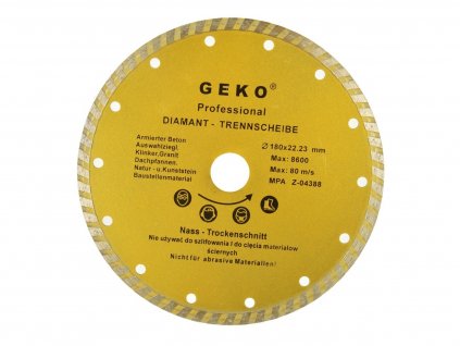 Diamantový řezný kotouč, TURBO, 180x22mm GEKO nářadí G00262