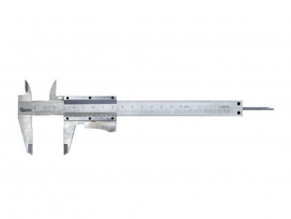 Měřítko posuvné kovové, 0-150mm x 0,02, dřevěná krabička GEKO