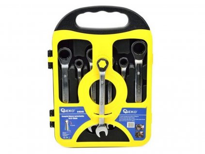 Klíče ráčnové očkoploché, sada 7ks, 8-19mm, plast. držák, GEKO