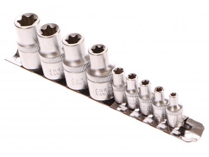 Sada hlavic torx, 10ks, E4-E16, 1/4 a 1/2", GEKO