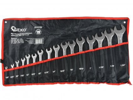 Klíče ploché sada 16ks, 1/4"-1,1/4", GEKO