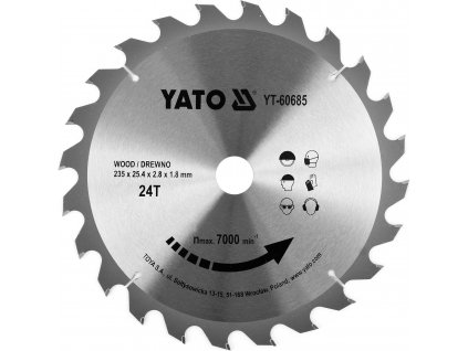Kotouč na dřevo TCT 235 x 25,4 mm 24z (pro YT-82153) Yato YT-60685