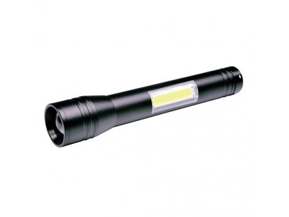 LED kovová svítlna 3W + COB, 150 + 120lm, 2x AA, černá Solight WL116