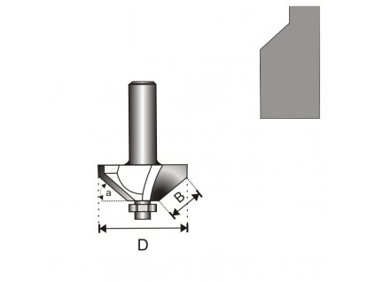 Fréza na dřevo úhlová 45 stupňů s ložiskem T8 D35,5 B15,9 mm DEDRA 07F102B