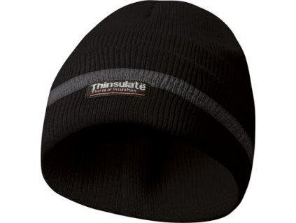 Reflexní zimní pracovní čepice, materiál THINSULATE - černá GEBOL 700003