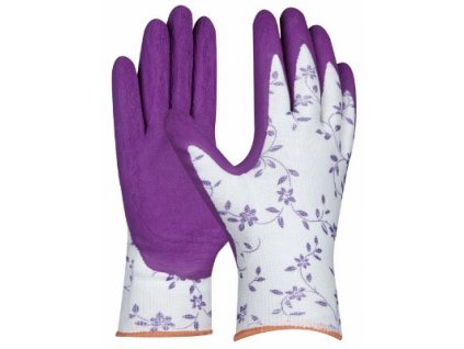 Zahradní rukavice s latexovou vrstvou FLOWER LILA velikost 7