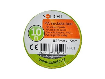 Izolační páska, 15mm x 0,13mm x 10m, žlutozelená Solight AP01