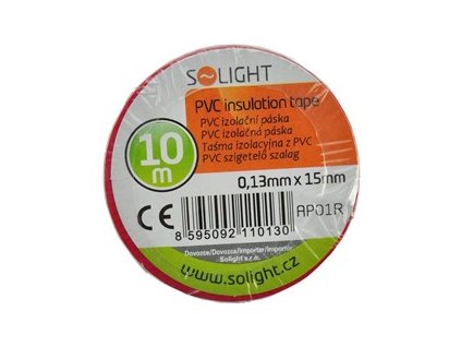 Izolační páska, 15mm x 0,13mm x 10m, červená Solight AP01R