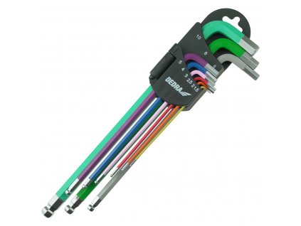 Imbusové klíče s kuličkou extra dlouhé barevné,1,5–10mm,sada9ks, S2 DEDRA 06F215