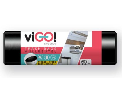 viGO! Pytle odpadkové LDPE silné 60l/10 ks 60x80cm - černé QUICKPACK Q002