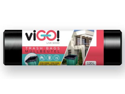 viGO! Pytle odpadkové LDPE silné 120l/10 ks 70x110cm - černé QUICKPACK Q003