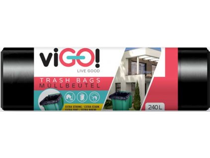 viGO! Pytle odpadkové LDPE silné 240l/10 ks 120x145cm - černé QUICKPACK Q004