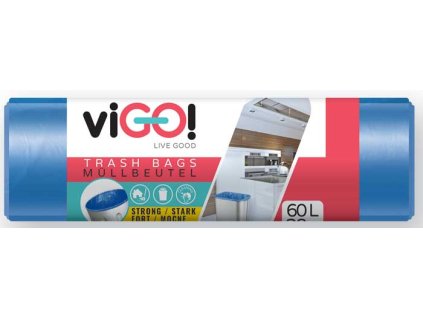 viGO! Pytle do odpadkových košů HDPE 60l/28 ks 60x70cm - modré QUICKPACK Q009