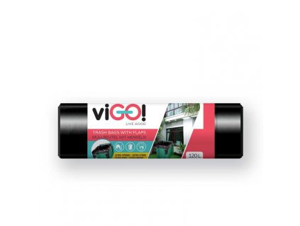viGO! Pytle odpadkové s uchy LD 120l/10 ks 80x110+20cm - černé QUICKPACK Q167