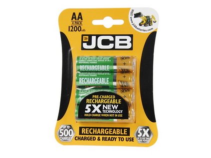 RTU NiMH AA/R06, min.1200mAh, přednabitá baterie, blistr 4 ks JCB JCB-HR61300RC-4B