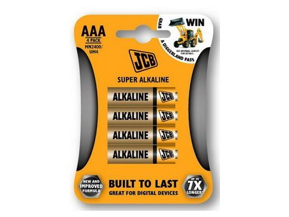 JCB SUPER alkalická baterie AAA/LR03, blistr 4 ks