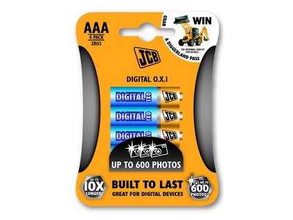 OXI DIGITAL alkalická baterie AAA/LR03, blistr 4 ks JCB JCB-LR03OXI-4B