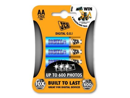 JCB OXI DIGITAL alkalická baterie AA/LR06, blistr 4 ks