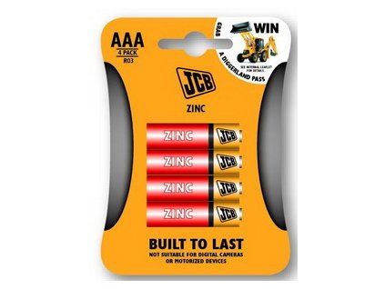 JCB zinko-chloridová baterie AAA/R03, blistr 4 ks