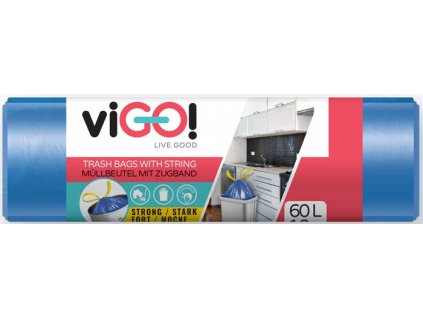 Pytle do odpadkových košů zatahovací HDPE 60l/10 ks 60x70cm - modré