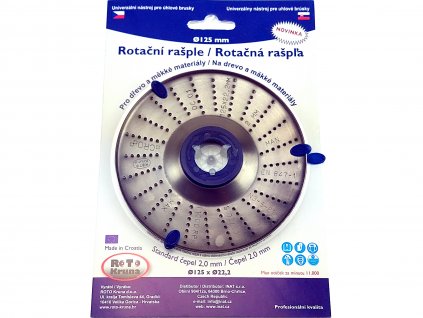 Rotační rašple do úhlové brusky 125x22,2mm - standard čepel 2,0mm ROTO Kruna ROTO12520