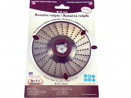 Rotační rašple do úhlové brusky 125x22,2mm - hrubá čepel 2,5mm ROTO Kruna ROTO12525