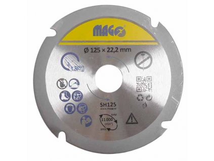 Řezný a frézovací kotouč na dřevo do úhlové brusky 125x22,23 mm