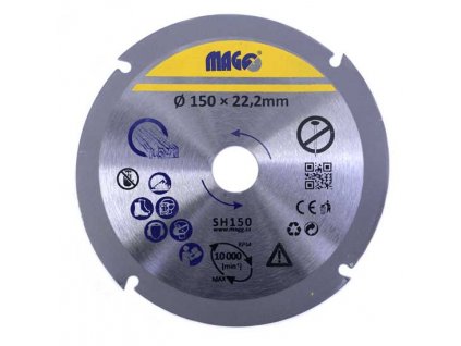 Řezný a frézovací kotouč na dřevo do úhlové brusky 150x22,23 mm