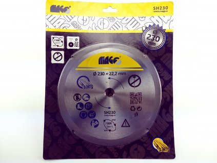 Řezný a frézovací kotouč na dřevo do úhlové brusky 230x22,23 mm MAGG SH230