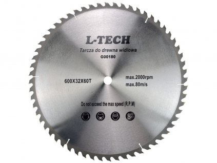 Pilový kotouč na dřevo s SK plátky - 600 x 32 / 60 Z + redukční kroužek pro hřídel o průměru 30 mm