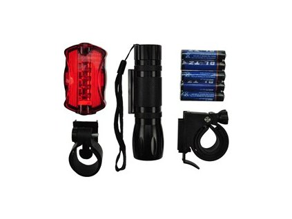 Solight sada cyklo světel, přední 3W LED + zadní 5x LED, 2x držák, 5x AAA baterie