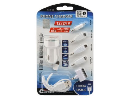Nabíječka telefonu 12V 2,1A (iPhone 4/5/6, micro USB, Nokia)