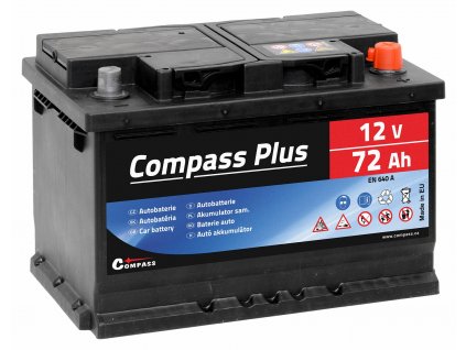 Autobaterie COMPASS PLUS 12V 72Ah 640A Compass AM27564  + Dárek, servis bez starostí v hodnotě 300Kč