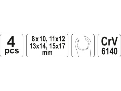 Sada klíčů prstencových 4ks 8-17 mm polootevřené
