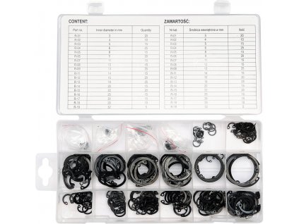 Pojistné kroužky INTERNAL sada 300ks, R1-R19, pr. 3 -32mm Yato YT-06881